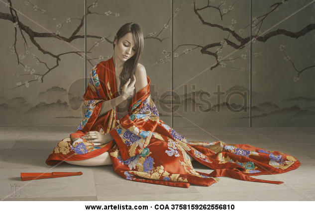 Kimono rojo I Figura Óleo Lienzo
