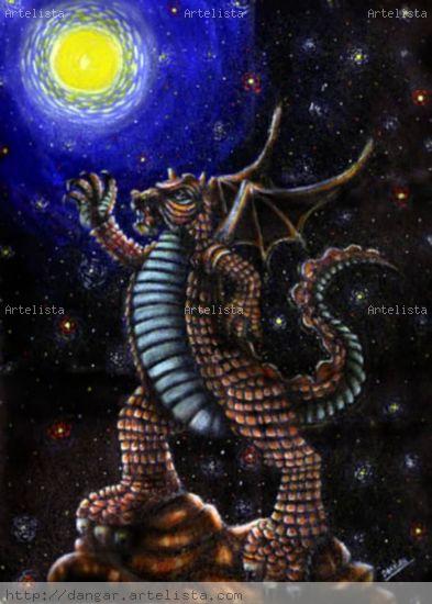 DRAGON Y LUNA Acrílico Lienzo Otros