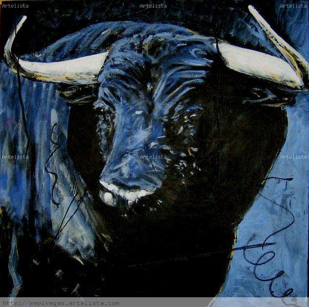 Toro blue Acrílico Lienzo Animales