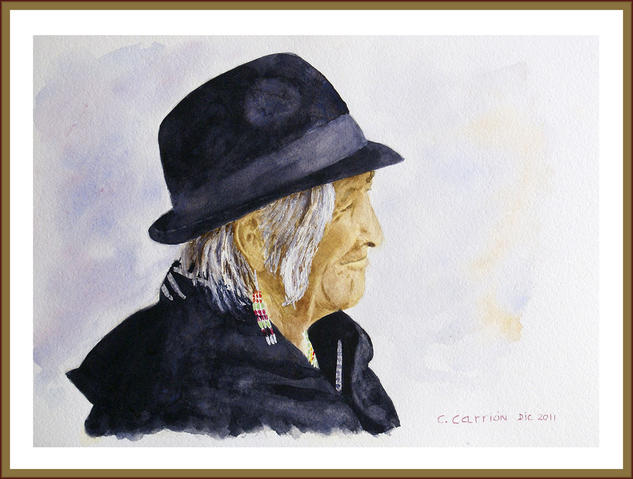 Mujer del campo Acuarela Papel Retrato