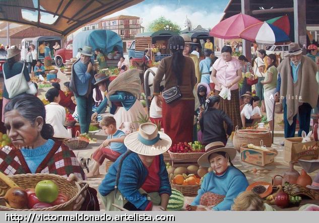 La plaza de mercado Figura Lienzo Óleo