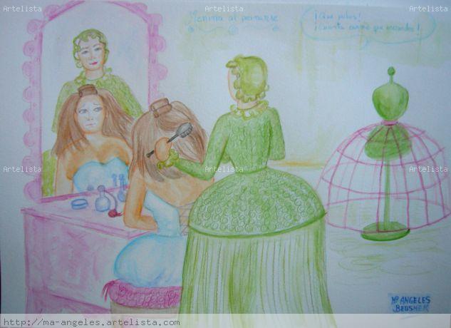 Cuento de Meninas 3 Cartulina Acuarela Figura