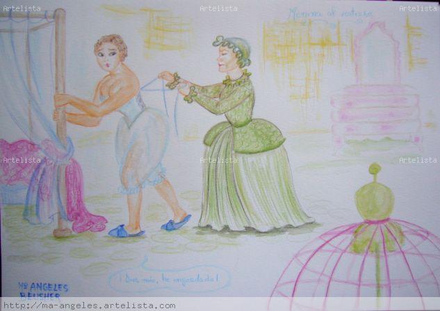 Cuento de meninas 2 Cartulina Acuarela Figura