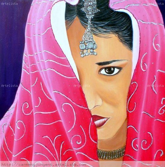 MIRADA DE LA INDIA - II Lienzo Retrato Acrílico