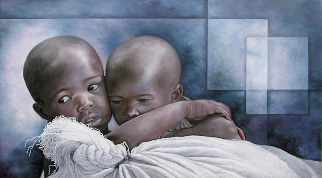 Niños de Raza negra Lienzo Óleo Figura