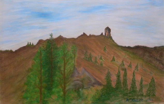 Roque Nublo Papel Pastel Paisaje