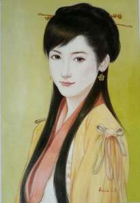 oil painting art-beautiful chinese girl by hongtao