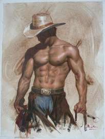 original oil painting art-male nude  by hongtao
