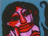 mujer y pájaro