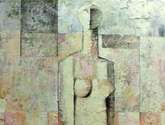 desnudo  pétreo sobre pared de azulejos, (obra antigua).