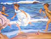 niños en la playa