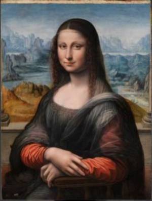 La Gioconda (después de su restauración)  Taller de Leonardo da Vinci H. 1503-16 Óleo sobre tabla de nogal, 76,3 x 57 cm Madrid, Museo Nacional del Prado