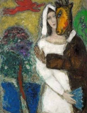 Marc Chagall. La habitación amarilla, 1911 (La chambre Jaune) Óleo sobre lienzo, 84,20 x 112 cm Fondation Beyeler. Photo Peter Schibli Basel © VEGAP 