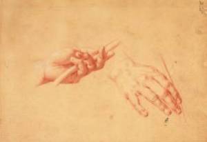  Allan Ramsay, A Man's Hands Holding a Stave. Copy after Pompeo Batoni.