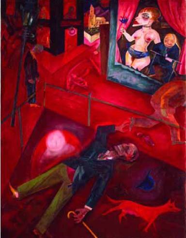 George Grosz Suicide 1916 George Grosz Suicide 1916, oil on canvas. Tate London, purchased with assistance from The Art Fund 1976. Photo: © Tate, London 2011 © George Grosz / VG Bild-Kunst, Bonn. Licensed by Viscopy, Sydney