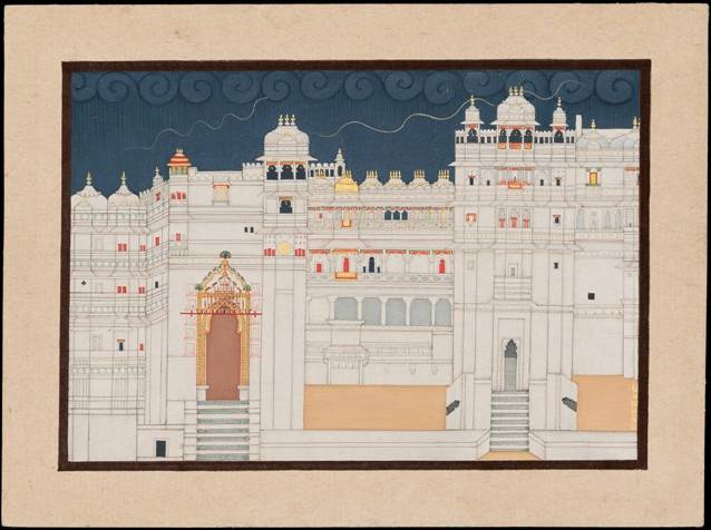 Palace facade Raja Ram Sharma (Indian) Indian, Rajasthani, 2005 Hand ground mineral pigments with gum arabic on paper *Charles Bain Hoyt Fund *Reproduced with permission. *Courtesy, Museum of Fine Arts, Boston
