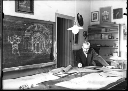 Francesc Serra. Enric Sagnier en su estudio. 1915. Archivo fotográfico de Barcelona