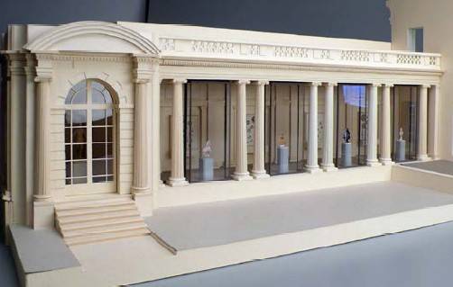 Model of the Portico Gallery for Decorative Arts and Sculpture, south façade, by Davis Brody Bond, architects and planners for the project