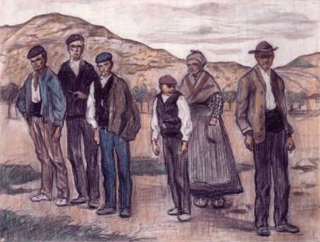 Figuras de pueblo vistas de frente, por Gutierrez Solana, 1906 Figuras de pueblo vistas de frente, por Gutierrez Solana, 1906