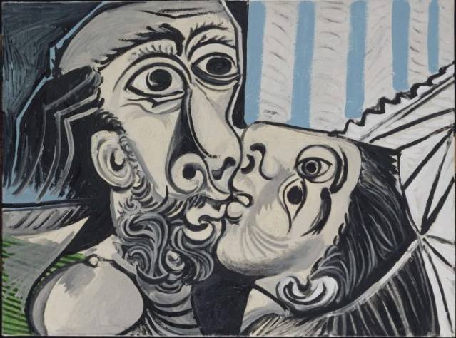 1. Pablo Picasso. Le baiser (The kiss) 1969. oil on canvas 97 x 130 cm. Pablo Picasso Bequest, 1979, MP220.© Succession Picasso, 2011/Licensed by Viscopy, 2011. ©Paris, Réunion des Musées Nationaux/Jean-Gilles Berizzi. ©Musée National Picasso, Paris.
