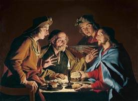 Matthias STOM. La cena de Emaús c. 1633-1639. Óleo sobre lienzo. Museo Thyssen-Bornemisza, Madrid